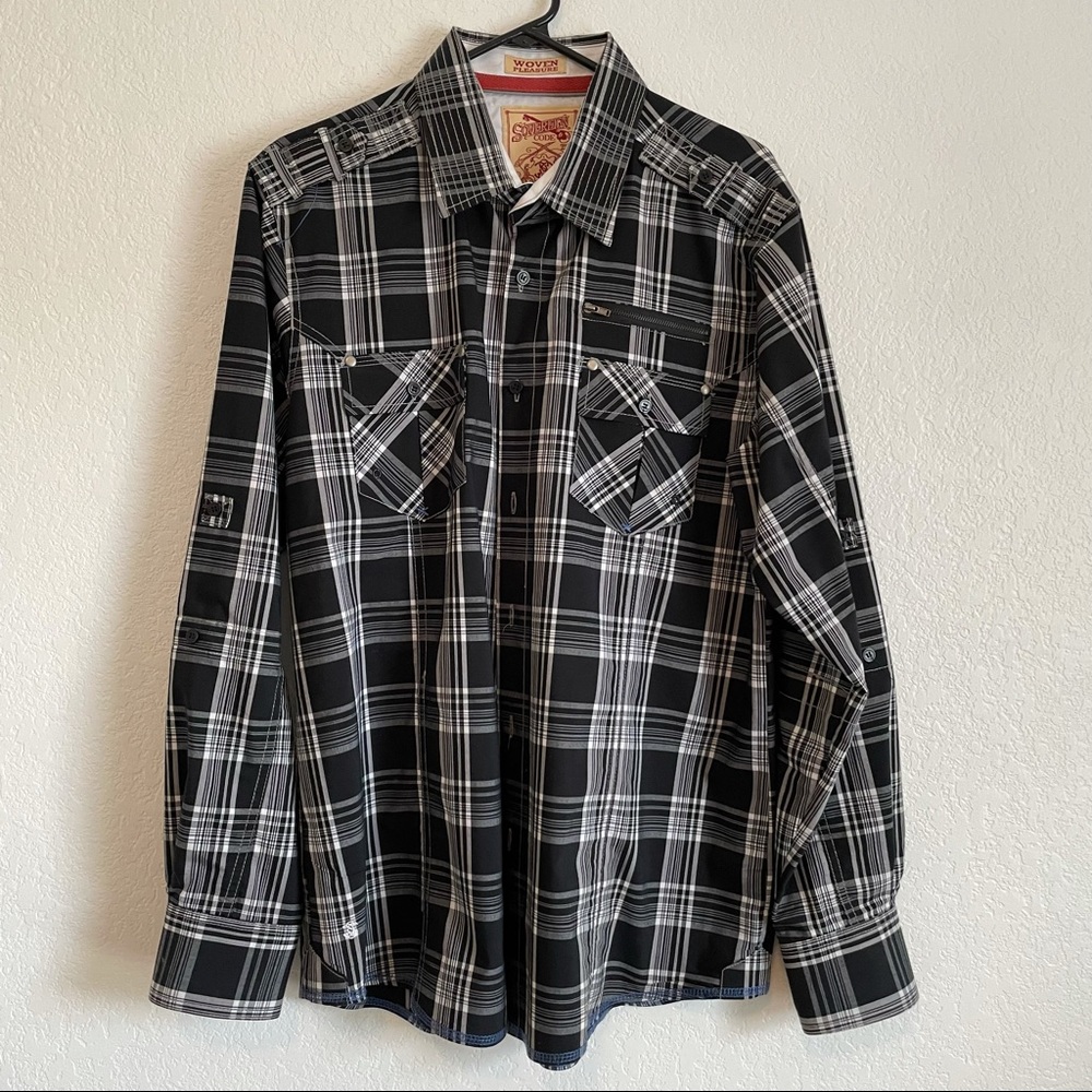 Sovereign Code Plaid Button Up - Size L - image 1